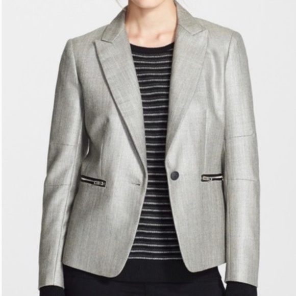 Rag & Bone Alpine Wool Blend Modern Zipper Greyscale Blazer 4 - Picture 1 of 8
